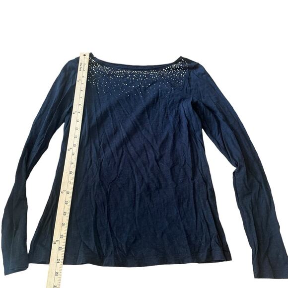 Ann Taylor LOFT Rhinestone Black Long Sleeve Top - M - Picture 5 of 6